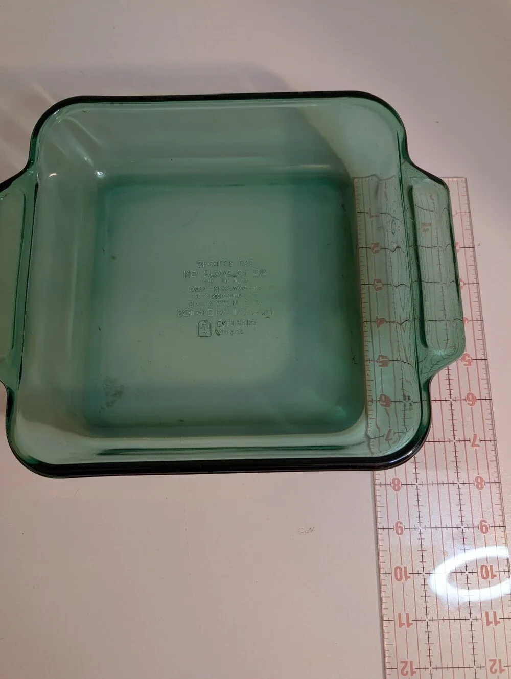 Anchor Hocking Green Glass Square Baking Dish with Handles